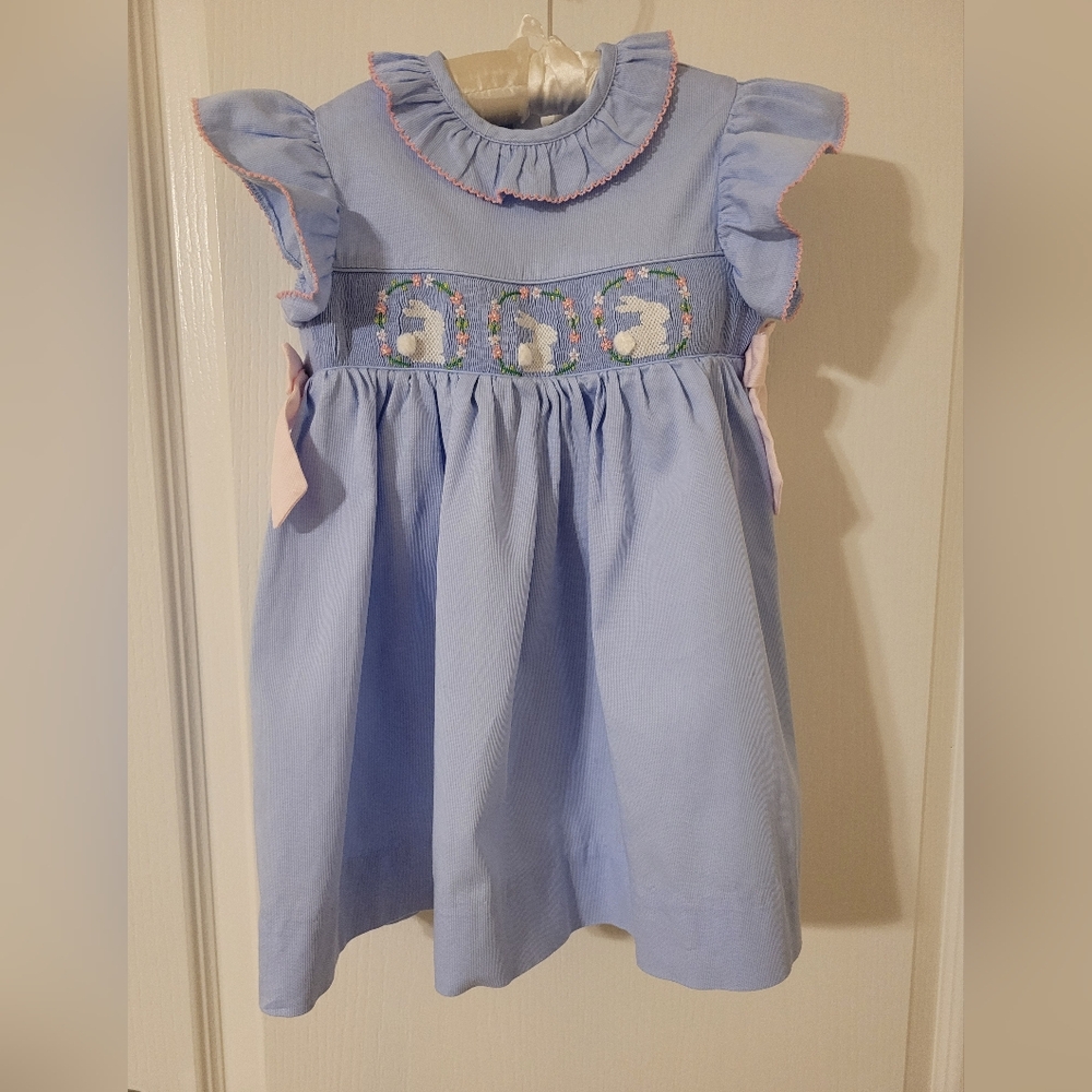 Southern Sunshine Blue Cotton Smocked Dress, 3